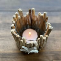 Image 3 of Coastal Driftwood & Glass Candle Holder