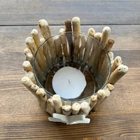 Image 2 of Coastal Driftwood & Glass Candle Holder