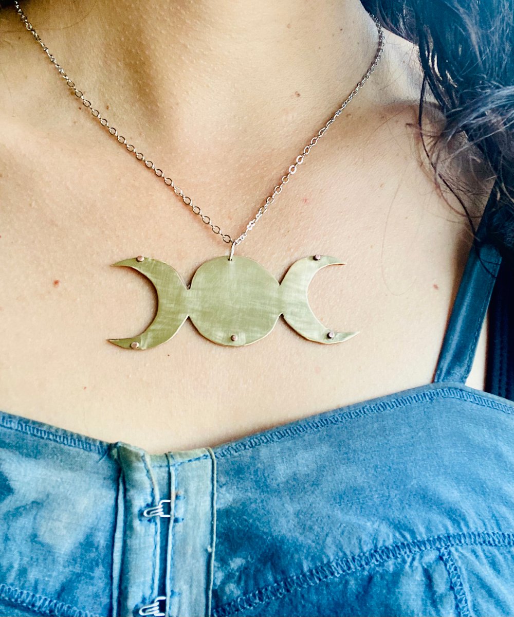 Triple Moon Goddess Necklace (handmade)