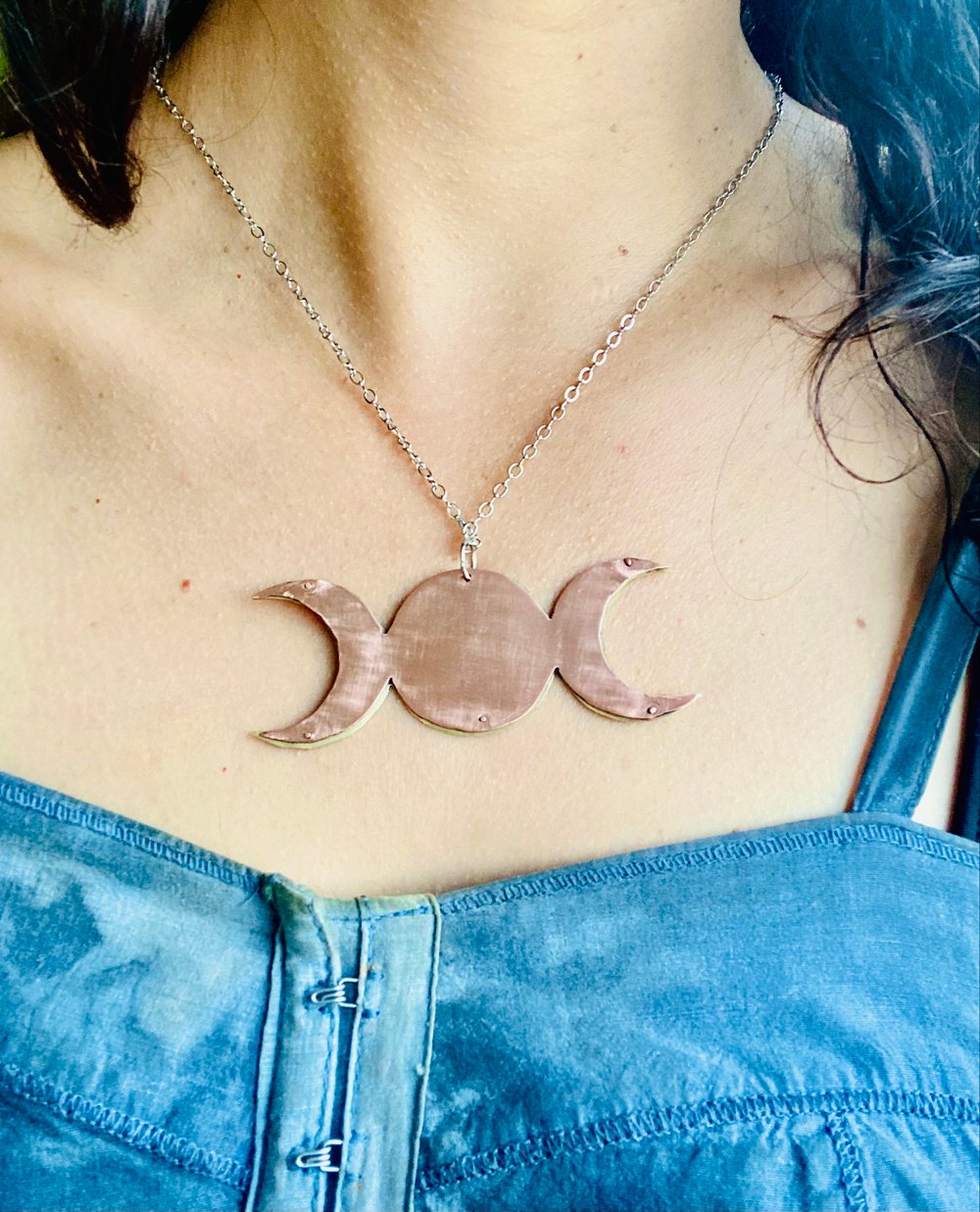 Triple Moon Goddess Necklace (handmade)