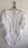 Ralph Lauren sheer ivory embroidered gypsy top cascading in back