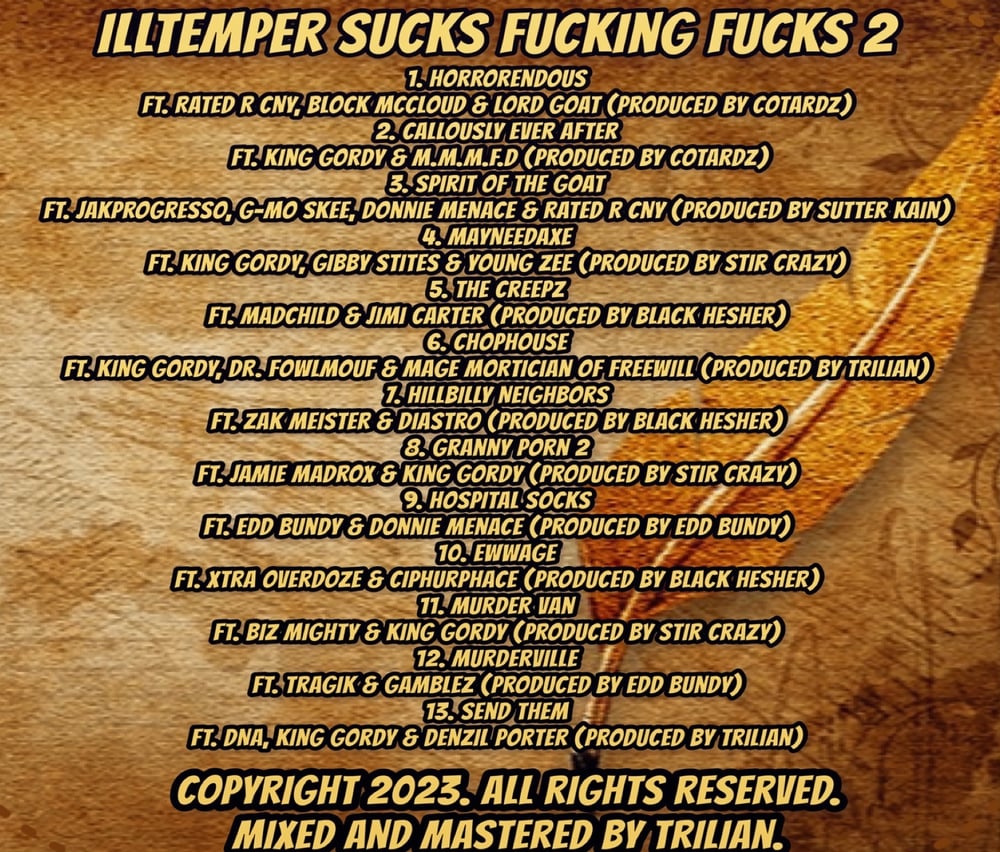 ILLtemper Sucks Fucking Fucks 2 CD