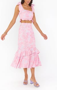 Tocn Dutchess Ruffle Skirt ~ Blushing Floral Stretch