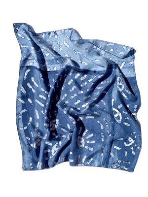 Image of Dark Blue Iris Silk Scarf no. 1