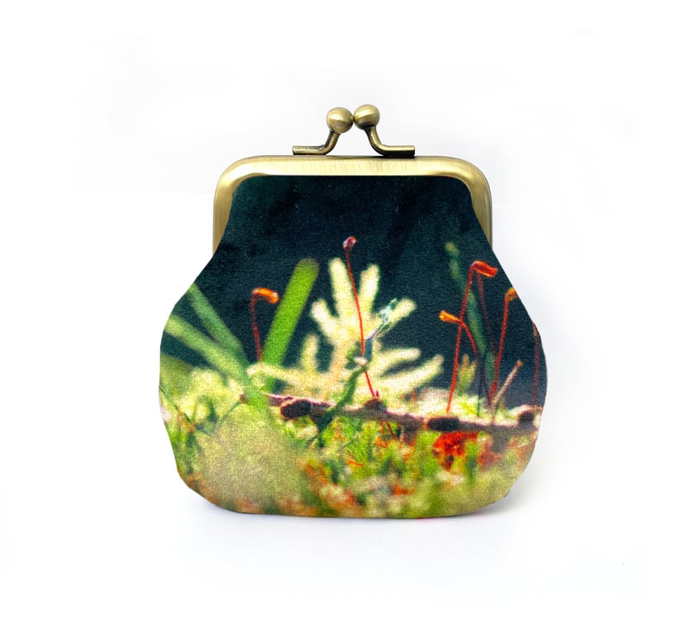 Image of Tree mosses, velvet kisslock purse with plant-dyed lining