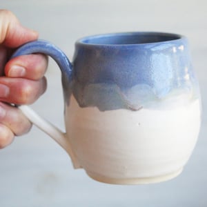 Image of Blue Purple and White Mug, Handcrafted Pottery Mug Made in USA
