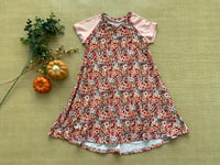 CLEARANCE! Swing dress - Size 5 - Rust & pink floral 