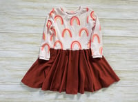 Image 1 of CLEARANCE! Everyday Twirl Dress - Size 2 - Rust rainbows