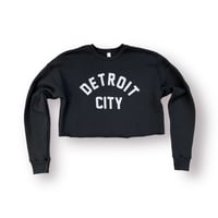 Detroit City Womens Crop Top Sweatshirt (Black)