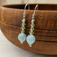 Image 5 of Aquamarine Earrings Round Sterling Sterling Silver
