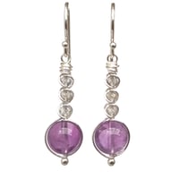 Image 1 of Amethyst Earrings with Labradorite Round Sterling Silver