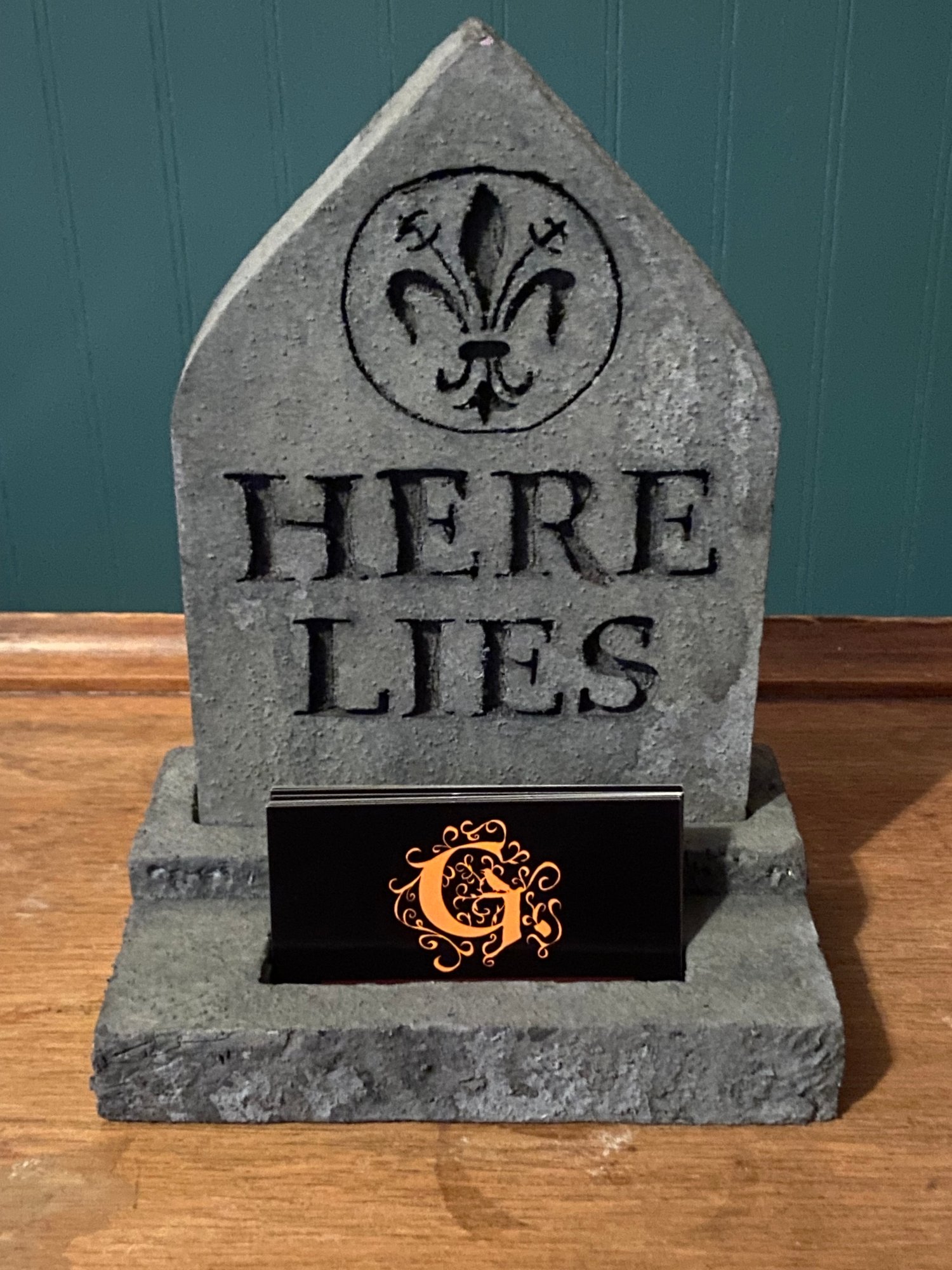 "Here Lies" morbid  business card holder 