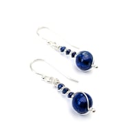 Image 4 of Lapis Lazuli Earrings Round Sterling Silver