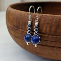 Image 5 of Lapis Lazuli Earrings Round Sterling Silver