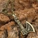 Retro Viking Celtic Wolf Double Sided Axe Pendant Necklace