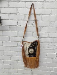 Image 5 of Sicilian - suede fur cross body bag TAN