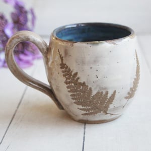 Image of Rustic Nature Mug with Wild Fern Impressions, Handcrafted Pottery Made in USA