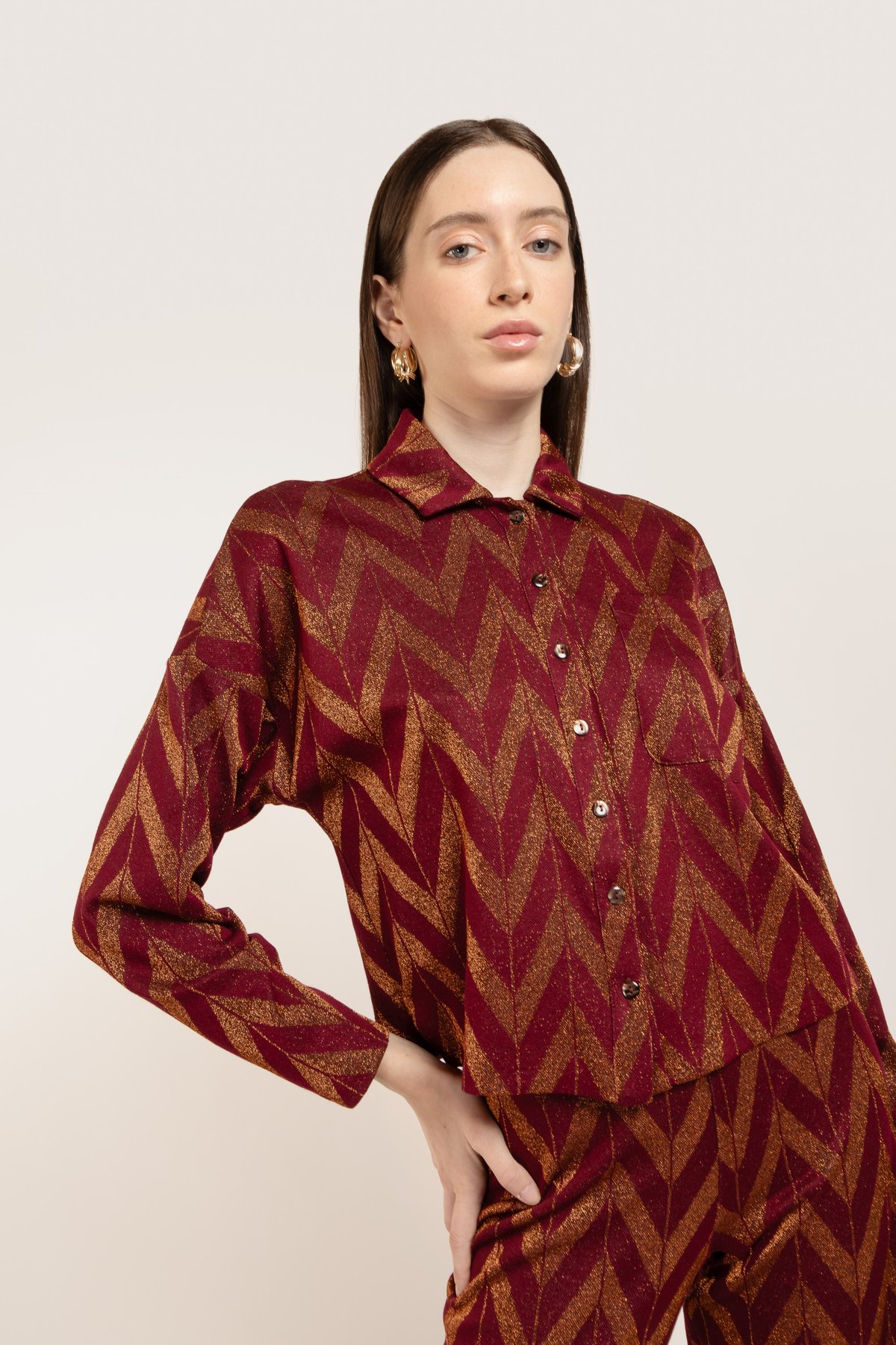 Image of CAMICIA MISSISSIPPI ZIG ZAG VINO