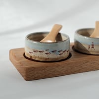 Image 3 of Beach Condiment Set on Wood Board