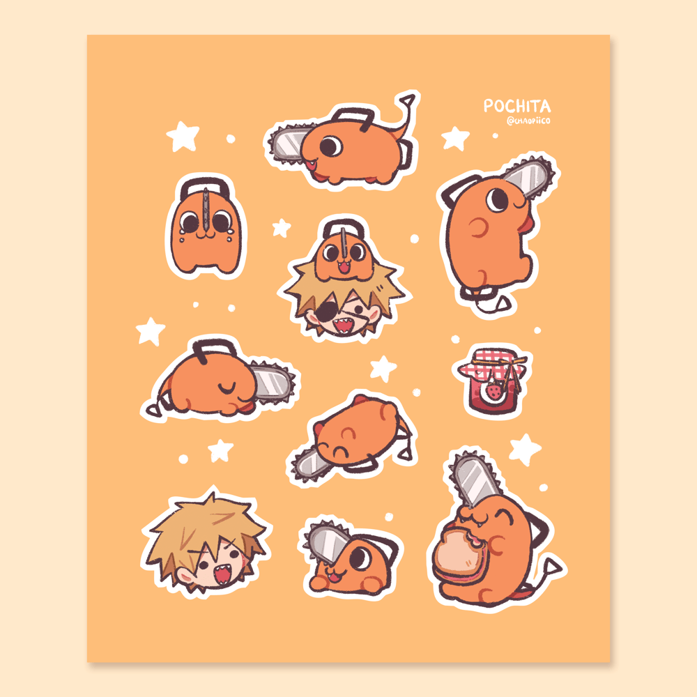 Image of Pochita Sticker Sheet