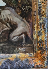 Image 3 of "Frankenstein Vs The Werewolves" - Oil Painting - FRAMED
