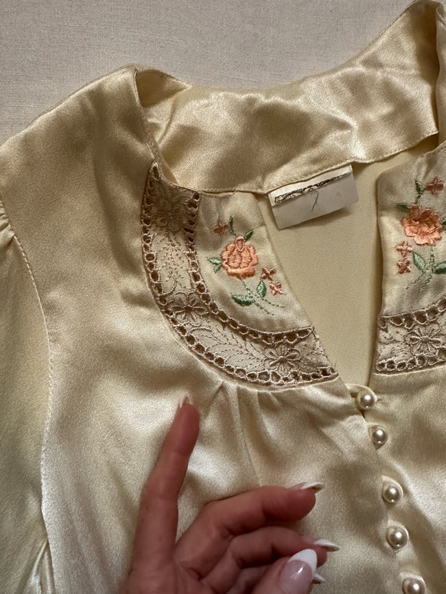 70s Gunne Sax satin poet sleeve blouse