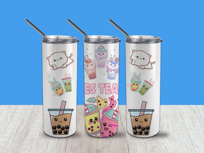 Image of 20 oz Kawaii Boba BesTea Stainless Steel Insulated Sublimation Tumbler 