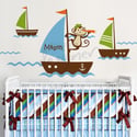 NEW DESIGN - Sailor Monkey on Sailing Boat Nautical- dd1047 Vinyl Wall Decal Sticker Art Girl Boy Nu