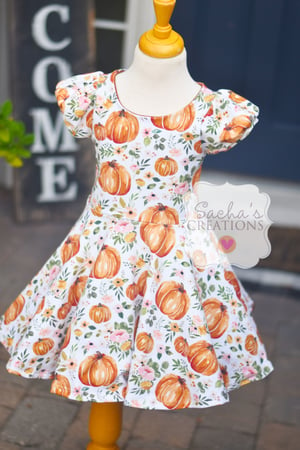 Image of Watercolor Pumpkins Twirl Dress 