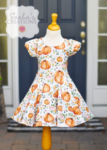 Image of Watercolor Pumpkins Twirl Dress 