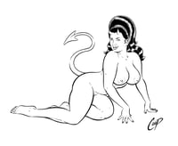 Image 1 of CURVY RETRO DEVIL GIRL Original art