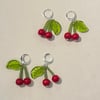 cherry and leaf silver earrings