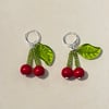 cherry and leaf silver earrings