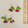 cherry and leaf silver earrings