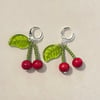 cherry and leaf silver earrings