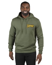 Army Green Hoodie with Yellow Chenille Logo