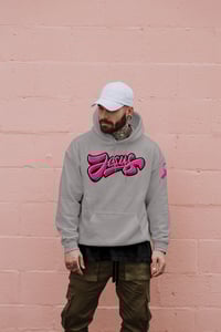 Image 1 of Fight Back Against Cancer - Hoodie with Hot Pink Jesus Logo
