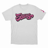 Image 1 of Fight Back Against Cancer -  Tee with Hot Pink Jesus Logo