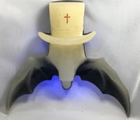 Image 2 of "Black Magick Bat" One Off- black and white w/ blue glow and painted cross