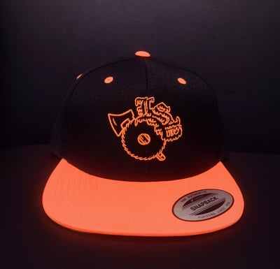 Image of LSP: NEON ORANGE LSP LOGO ON BLACK SNAPBACK HAT