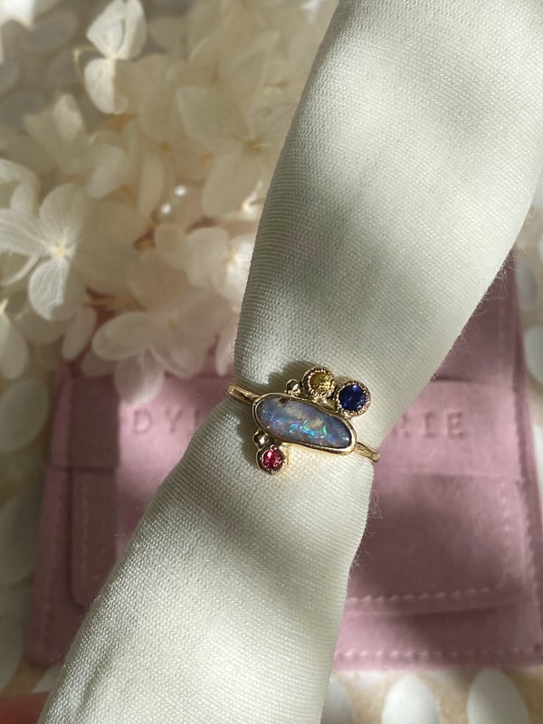 Image of Boulder Opal Dots Gold Ring