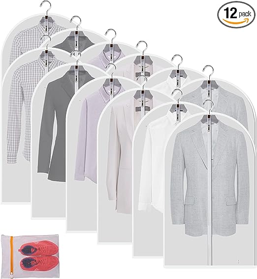 MsKitchen Clear Garment Bags Clothes Covers Protecting Dusts (Set of 12)
