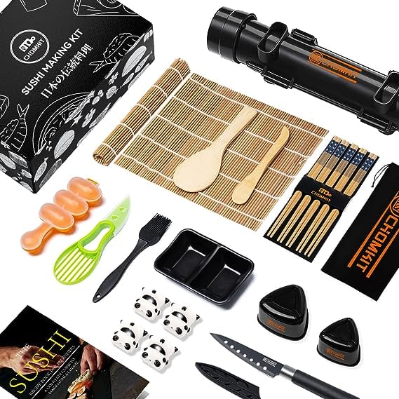 Image of Sushi Making Kit, 25 in 1 Complete Sushi Kit with Sushi Roller, Sushi Mat