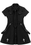 Goth Dress Punk Gothic Harajuku Summer Black Mini Dress Shirt Women Short Sleeve Emo Clothes Mall Go
