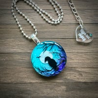 Image 1 of Raven and Moon Twilight Round Resin Pendant