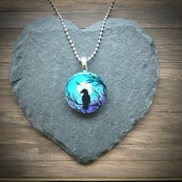 Image 2 of Raven and Moon Twilight Round Resin Pendant