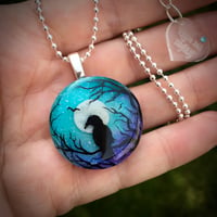 Image 4 of Raven and Moon Twilight Round Resin Pendant