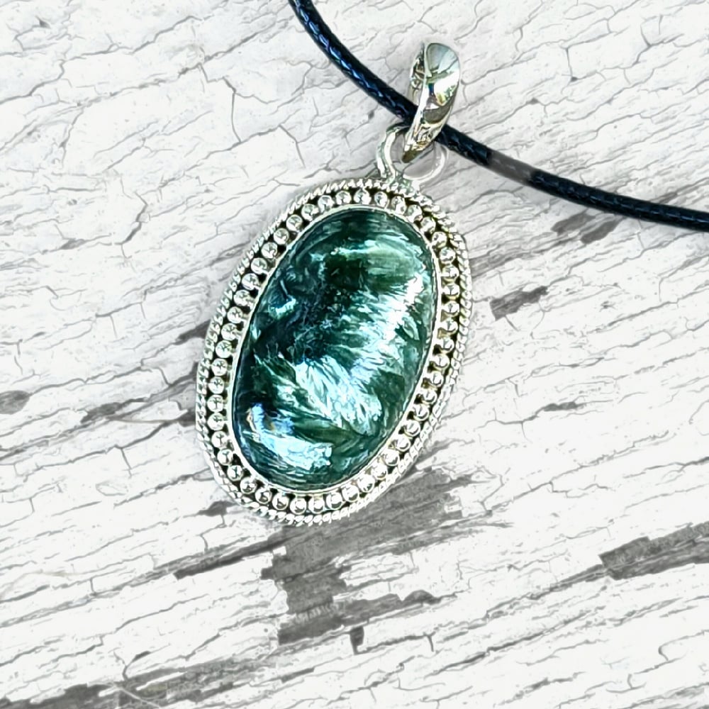 Image of Seraphina - Seraphinite Pendant in Sterling Silver