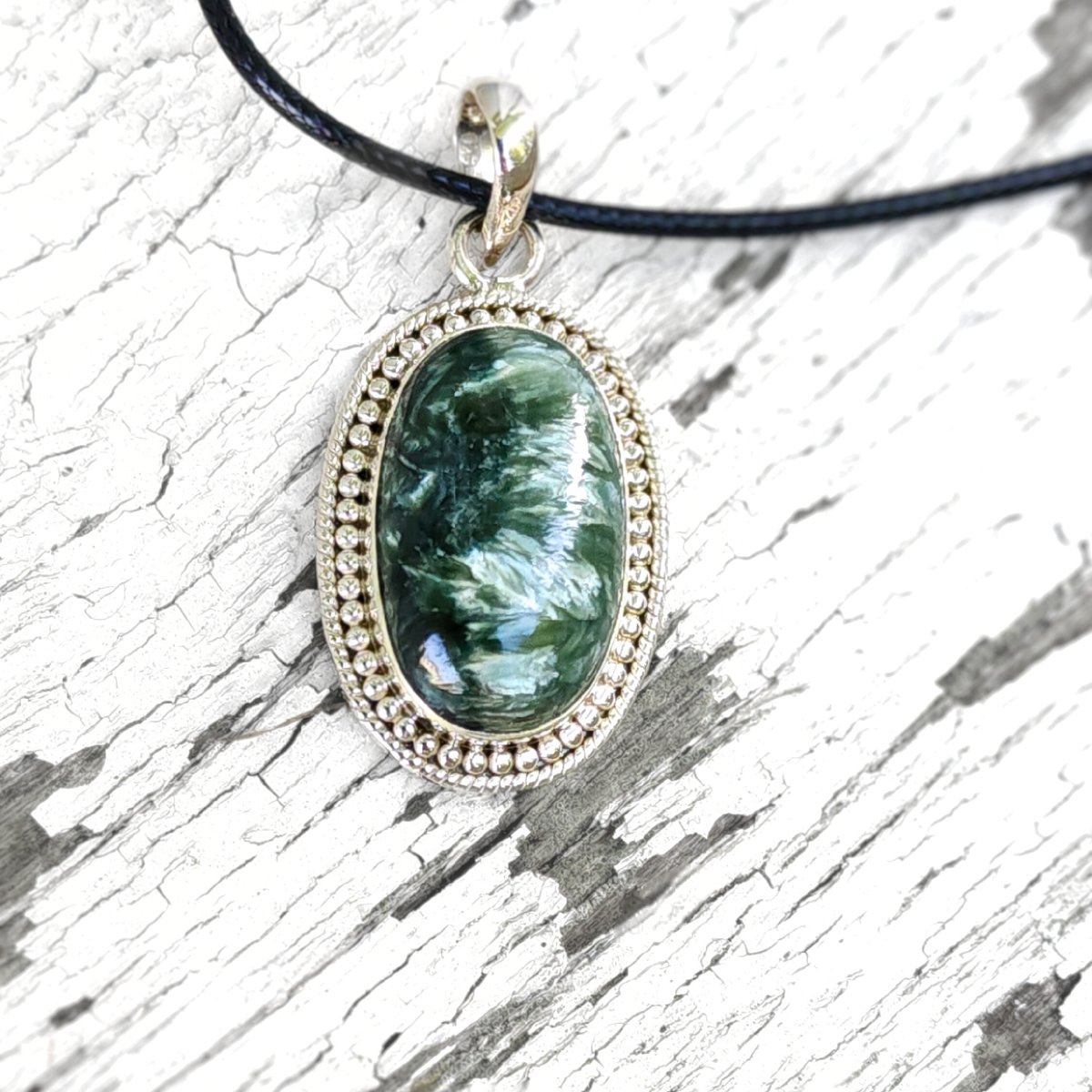 Image of Seraphina - Seraphinite Pendant in Sterling Silver
