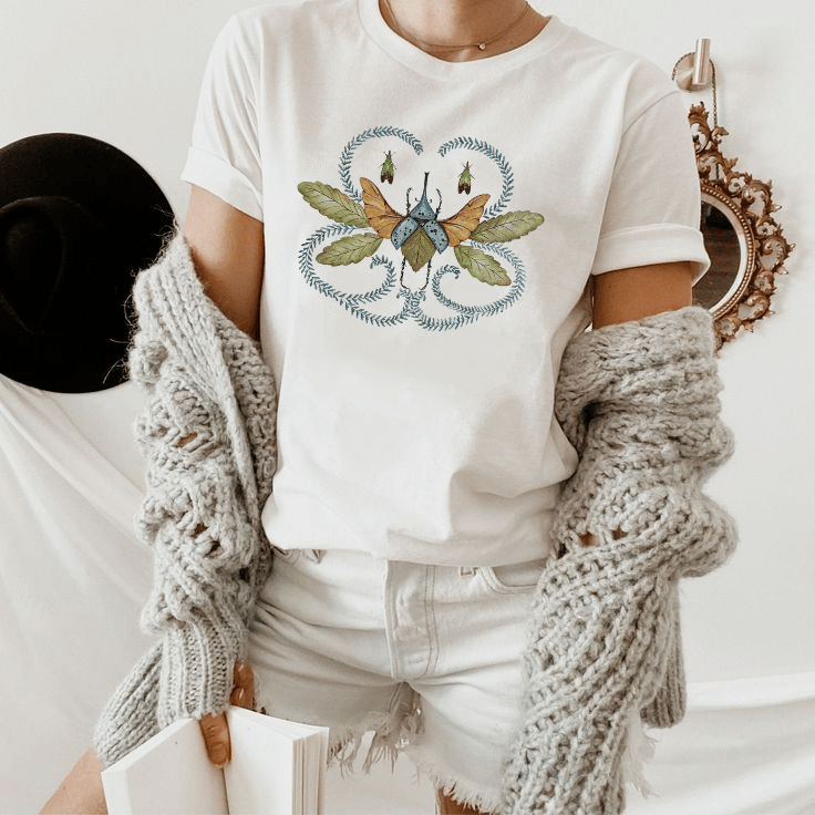 Image of Beetles & Ferns T-shirt WHITE 